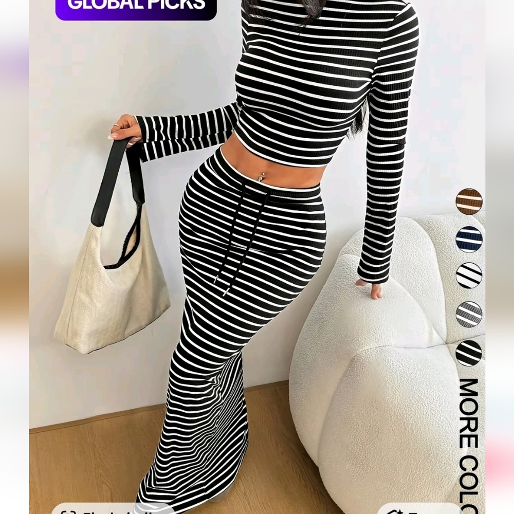 Black and White Striped Maxi Dress